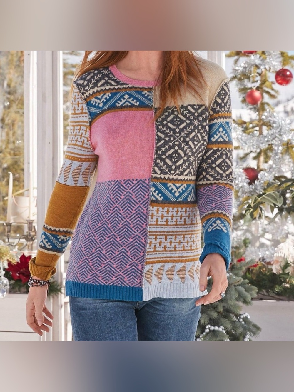 Sundance Fields of Fair Patchwork Sweater Wool Alpaca Blend Women’s Large